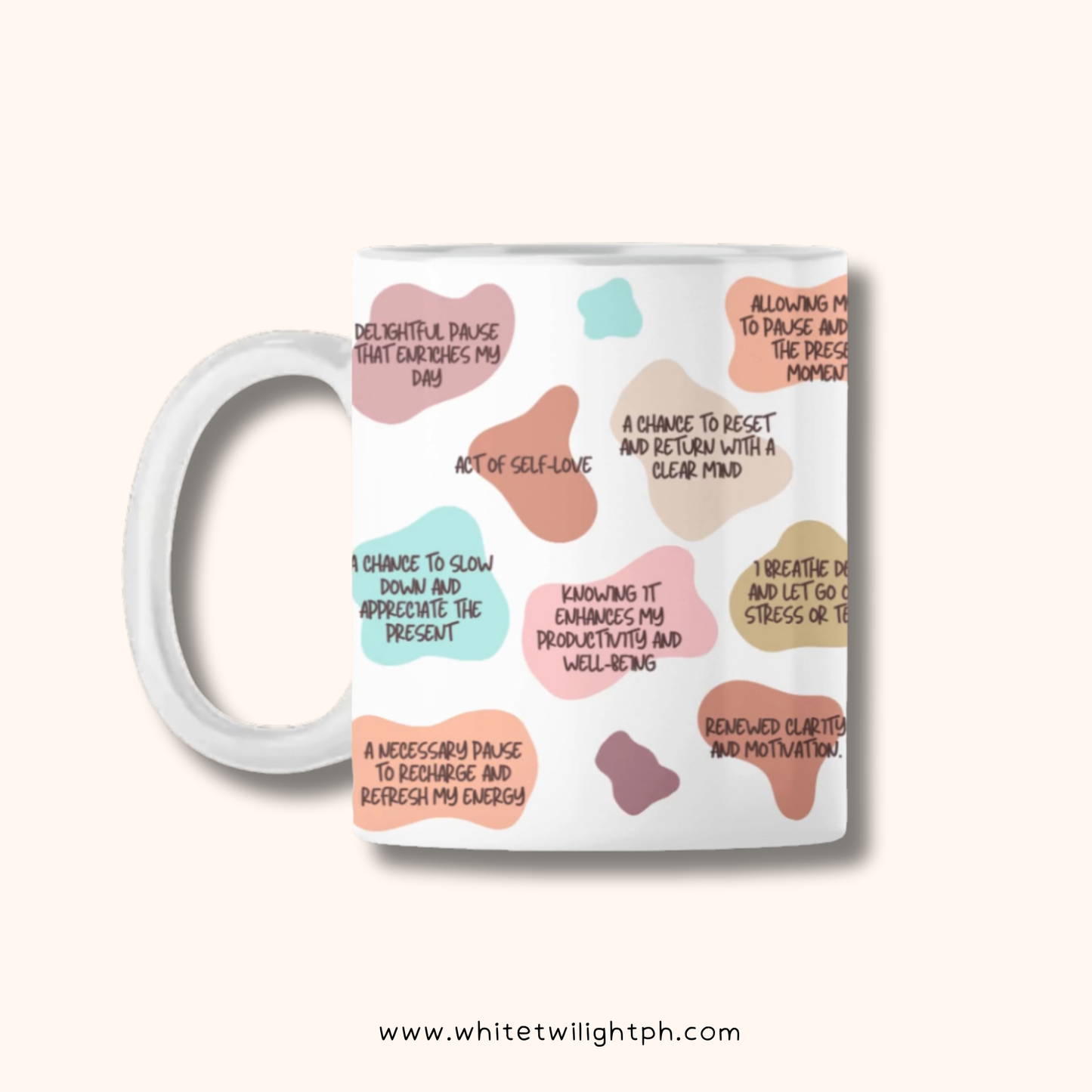 WTP Coffee Break Affirmation Mug, 11 oz | Aesthetic, Self Care, Motivational, Positivity Gift Mug