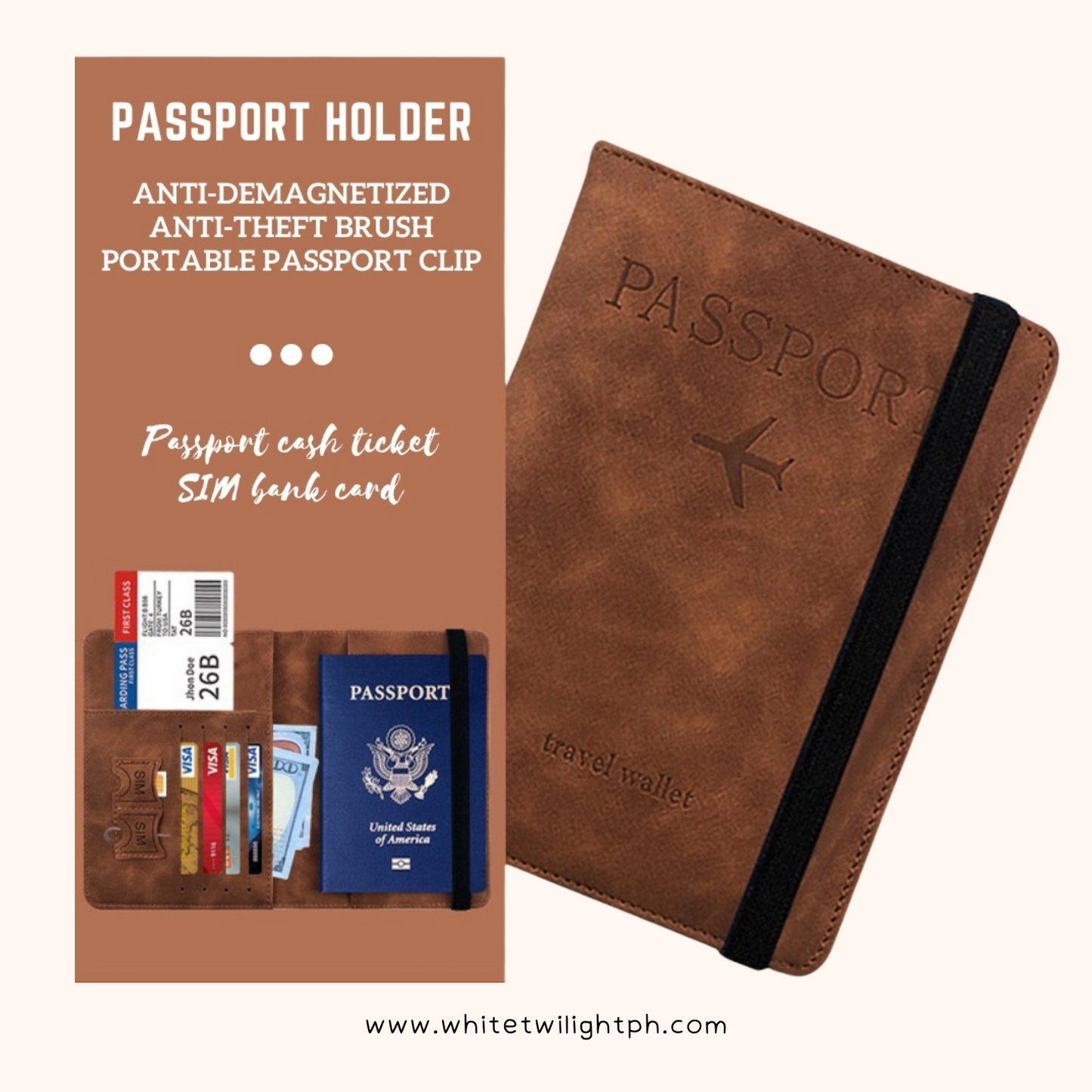 WTP RFID Blocking Passport Holder Wallet – Travel Essentials Organizer - Can be Personalized