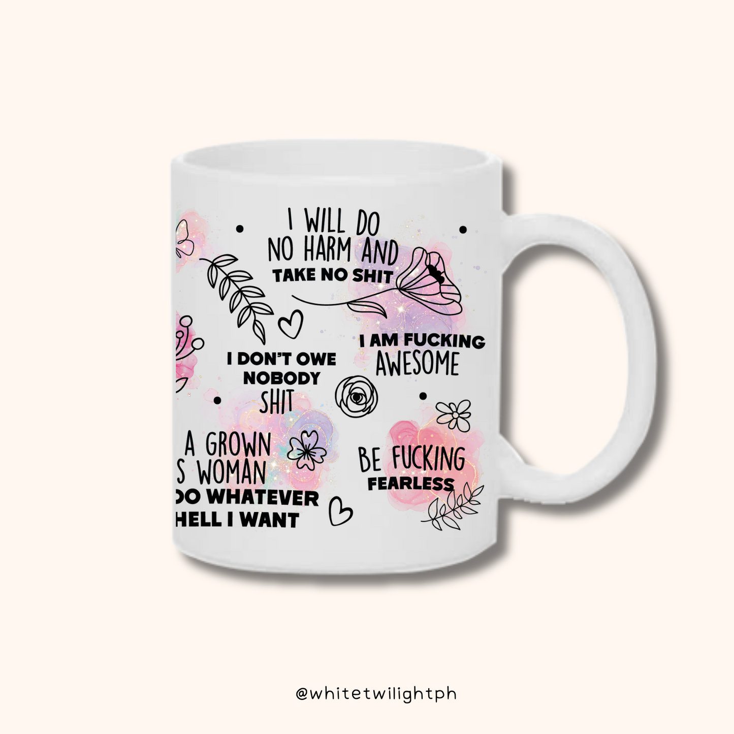 WTP Swear Affirmation Mug, 11 oz | Aesthetic, Self Care, Motivational, Positivity Gift Mug