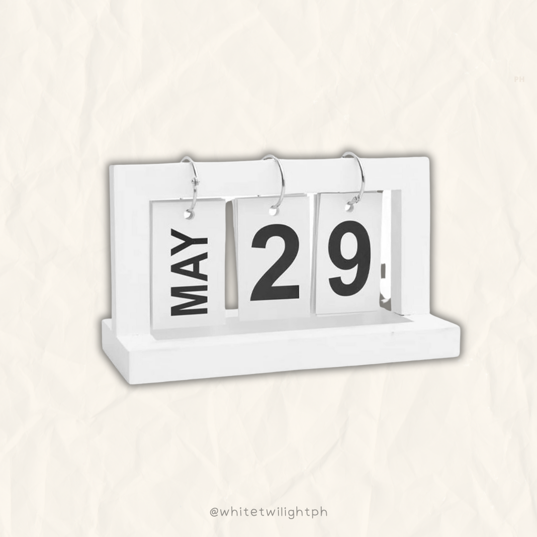 WTP Desk Calendars for Home and Office Flip Calendar, Gift for Memorial Day Recorder, Wood, White