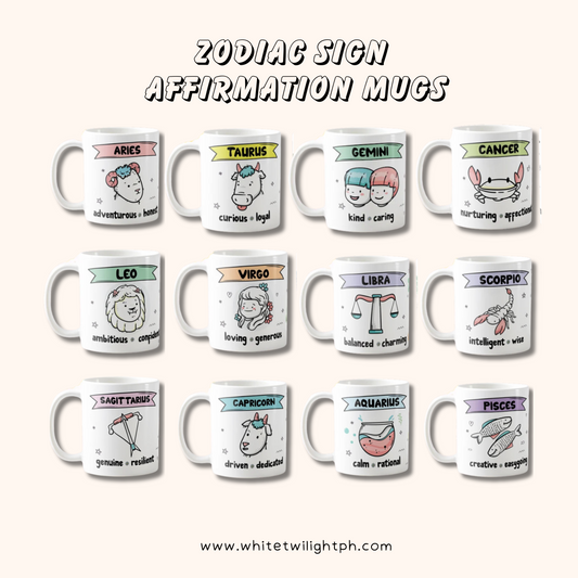 WTP Zodiac Signs Affirmation Mug, 11oz – Cute and Inspiring Ceramic Mug for Daily Positivity