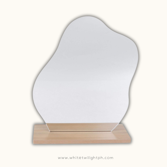 WTP Acrylic Makeup Mirror for Desk with Stand – Aesthetic Vanity Mirror Frameless Tabletop for Bedroom, Living Room & Minimal Spaces Room Decor