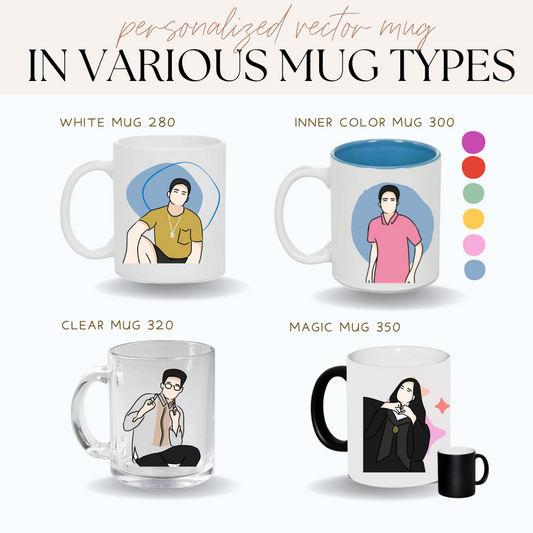 WTP Personalized Minimalist Vector Mug Coffee Mug for Home, Office, Gifts, Giveaways, Birthdays,11oz