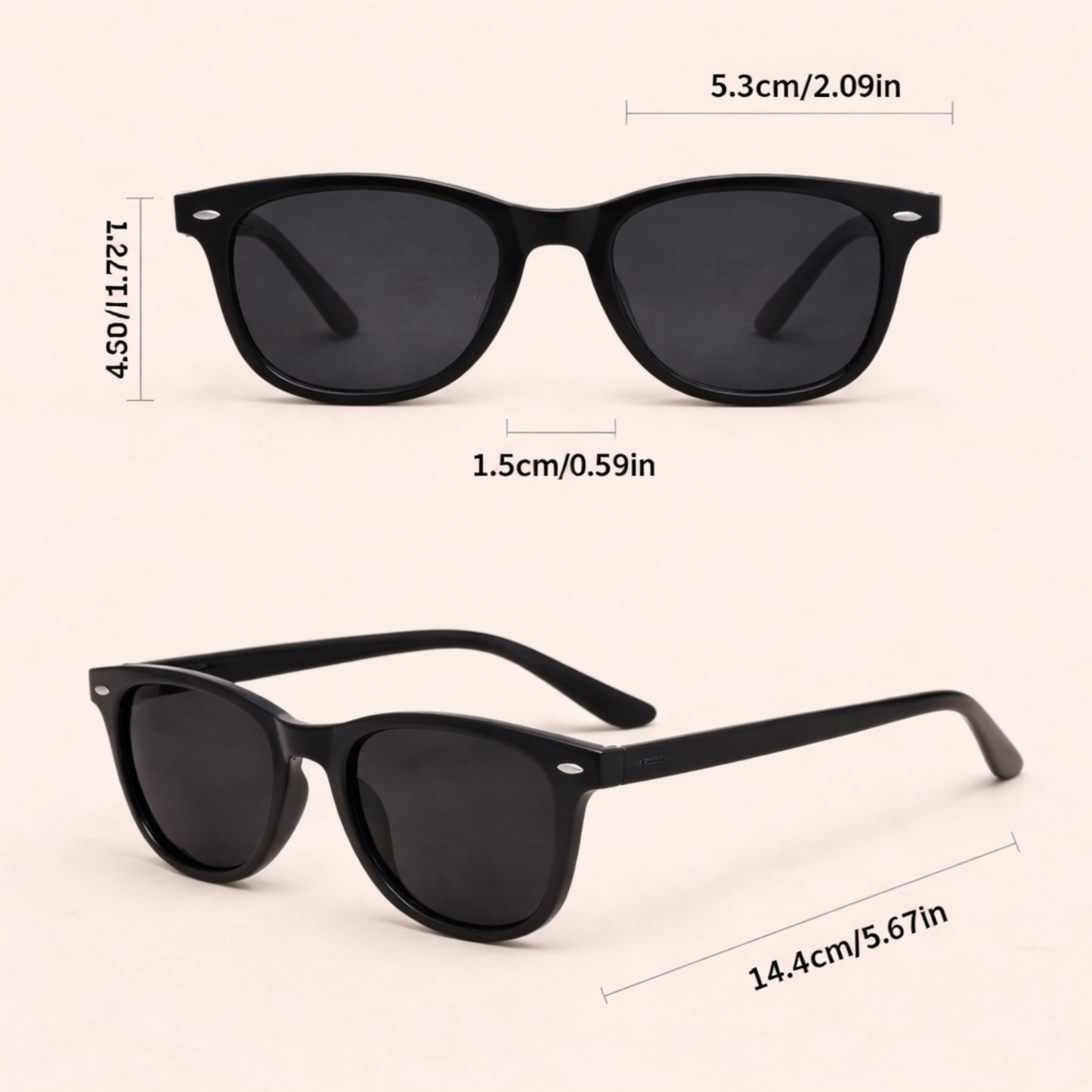 White Twilight PH Shine Bright Sunnies – Classic Fashion Sunglasses for Women | Lightweight Plastic Frame Shades for Casual Wear, Beach, Travel & Summer Outfit | Stylish Vacation Sunglasses (Beige, Black Brown Lens, Black Dark Lens)