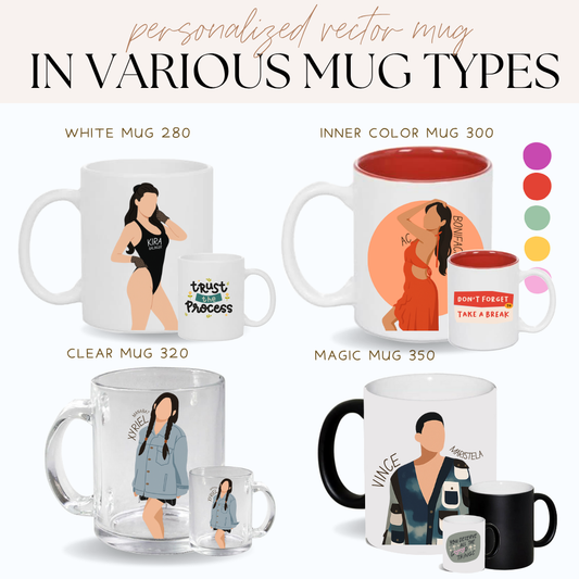 WTP Personalized Minimalist Vector Mug Coffee Mug for Home, Office, Gifts, Giveaways, Birthdays,11oz