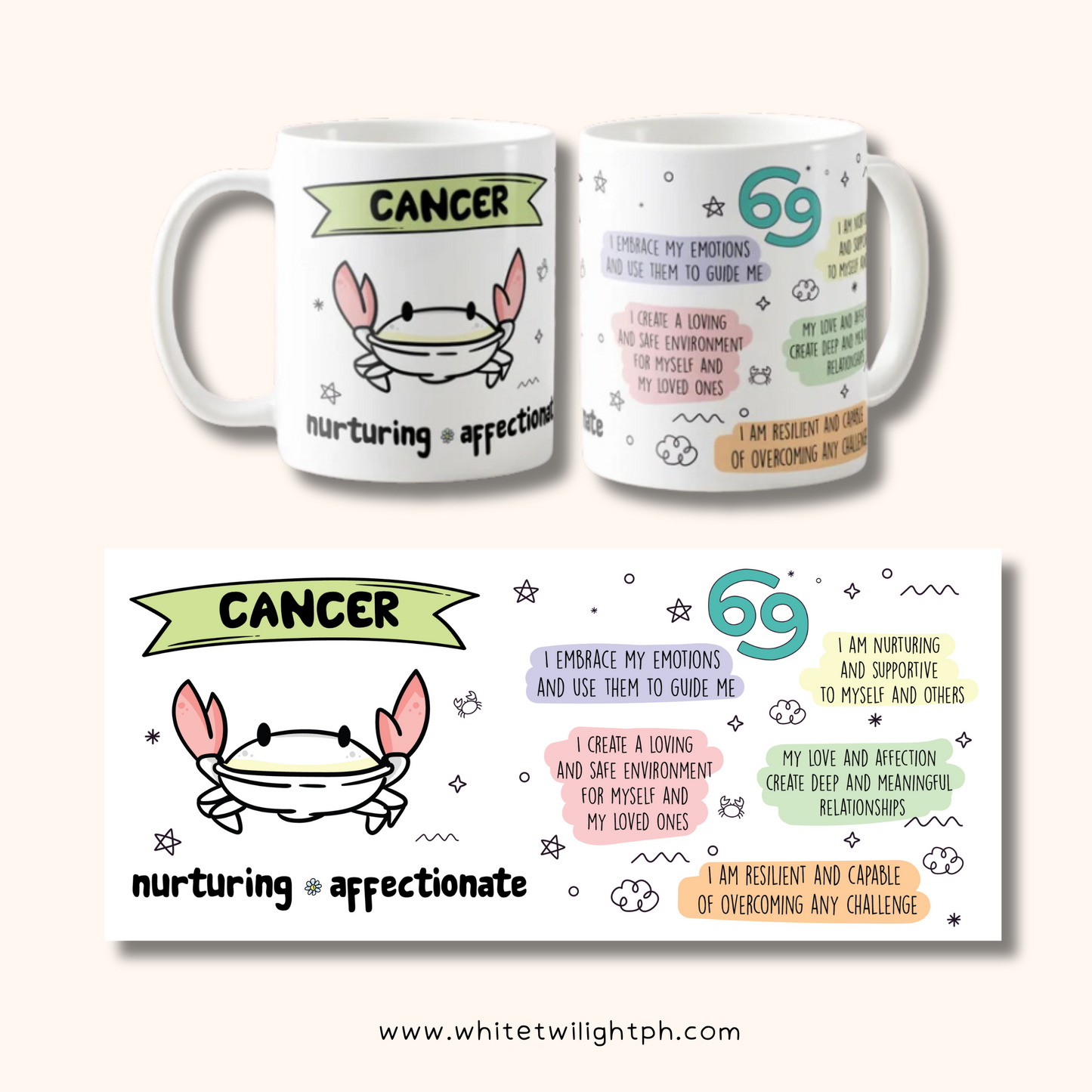 WTP Zodiac Signs Affirmation Mug, 11oz – Cute and Inspiring Ceramic Mug for Daily Positivity