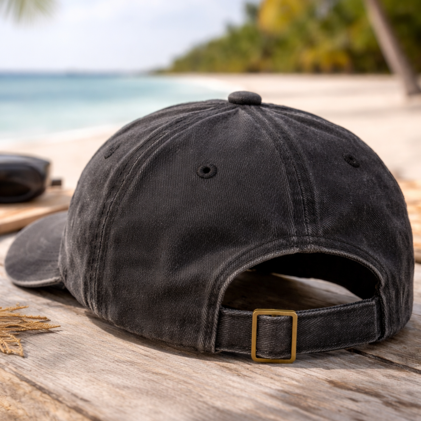 White Twilight PH Washed Palm Tree Embroidered Baseball Cap – Unisex Vintage Style Adjustable Hat for Outdoor, Travel, Beach & Daily Wear