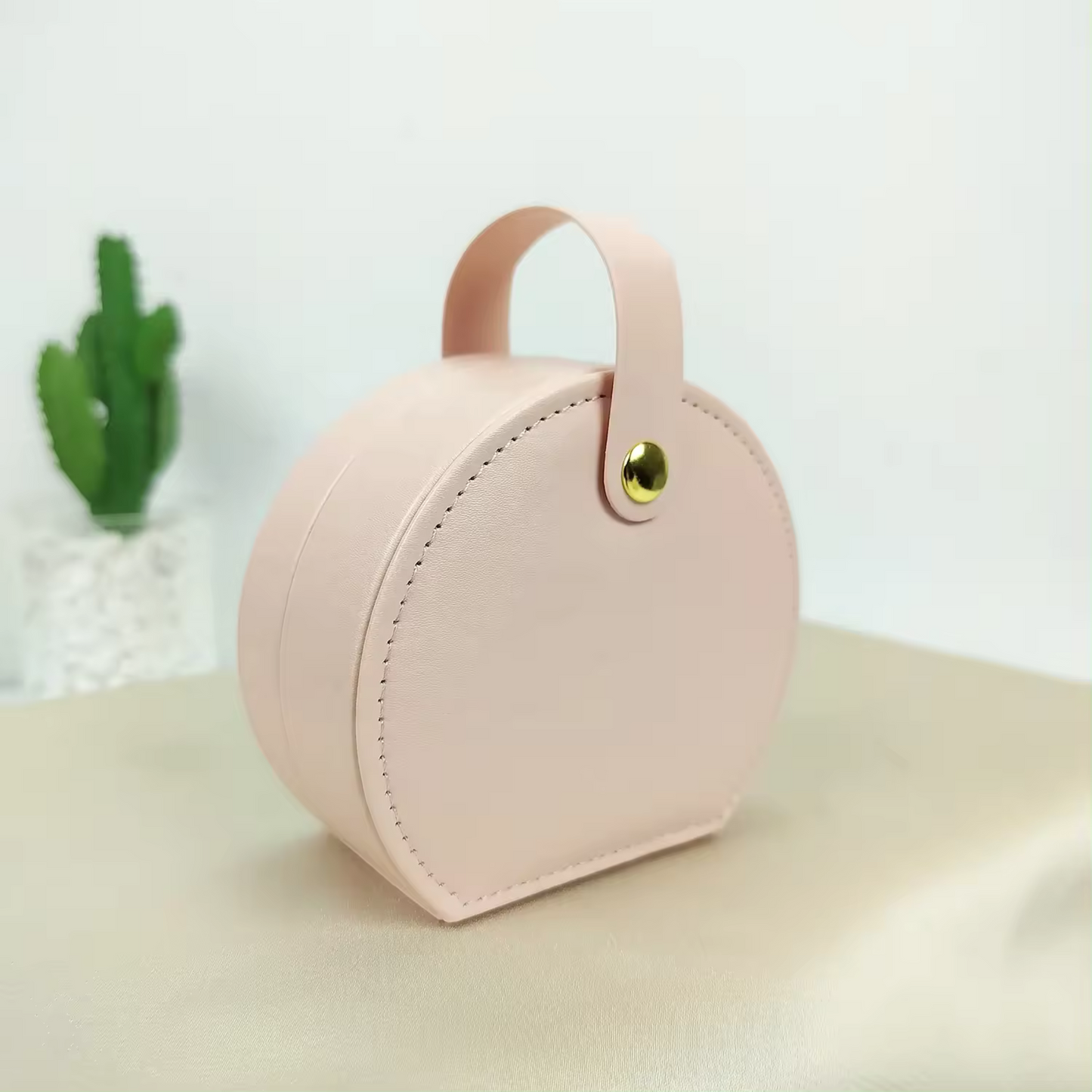 WTP Elegant Jewelry Box - Premium PU Leather Storage with Handle - Compact & Secure for Travel - Available in Pink, Green, and White