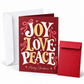 White Twilight PH Christmas Greeting Card with White Envelope and Red Money Envelope, Joy Love Peace Design, Blank Message Space, 4.13 x 5.83 Inches, 1 Set