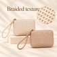 White Twilight PH Everyday Braided Wristlet Coin Purse, Zipper Pouch with Wrist Strap and Polyester Lining, Small Key and Card Holder, 13 x 9 x 3 cm, Ivory or Taupe