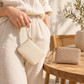 White Twilight PH Everyday Braided Wristlet Coin Purse, Zipper Pouch with Wrist Strap and Polyester Lining, Small Key and Card Holder, 13 x 9 x 3 cm, Ivory or Taupe