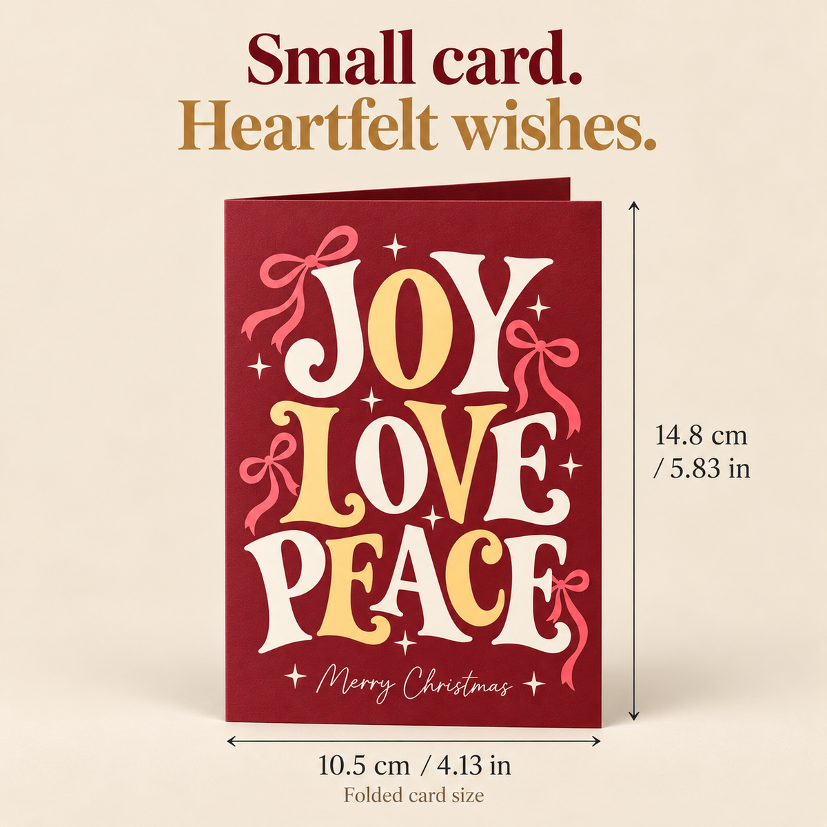 White Twilight PH Christmas Greeting Card with White Envelope and Red Money Envelope, Joy Love Peace Design, Blank Message Space, 4.13 x 5.83 Inches, 1 Set