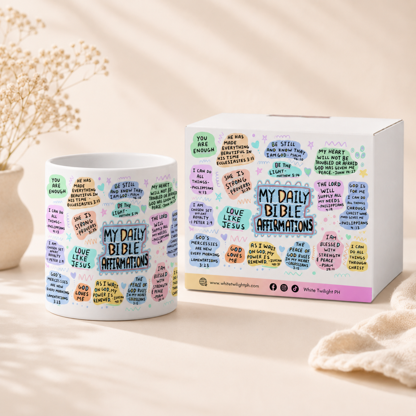 WTP My Daily Bible Affirmation Mug, 11 oz | Aesthetic, Self Care, Motivational, Positivity Gift Mug