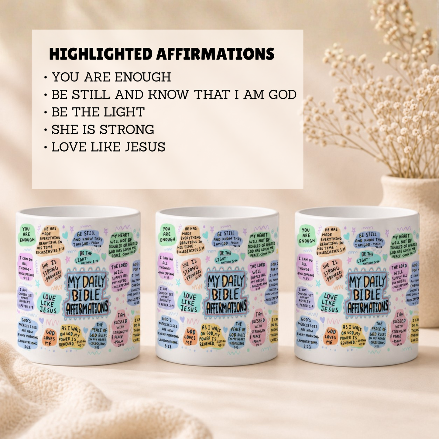 WTP My Daily Bible Affirmation Mug, 11 oz | Aesthetic, Self Care, Motivational, Positivity Gift Mug