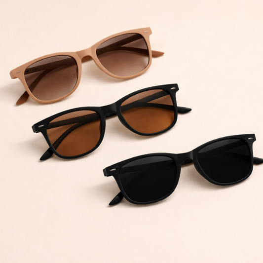 White Twilight PH Shine Bright Sunnies – Classic Fashion Sunglasses for Women | Lightweight Plastic Frame Shades for Casual Wear, Beach, Travel & Summer Outfit | Stylish Vacation Sunglasses (Beige, Black Brown Lens, Black Dark Lens)