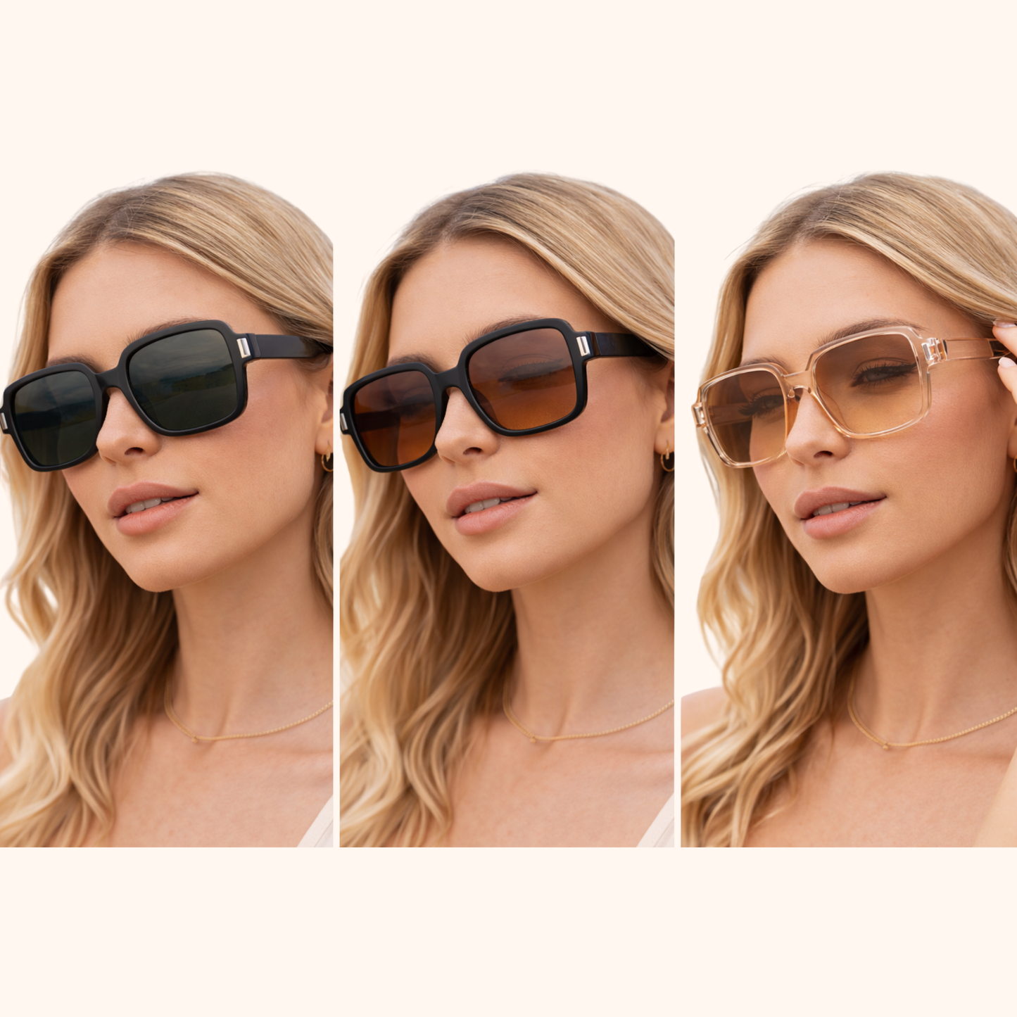 White Twilight PH Soft Aura Shades – Square Fashion Sunglasses | Trendy Aesthetic Sunglasses | Lightweight Plastic Frame | Available in Black, Warm Brown, and Champagne Shades