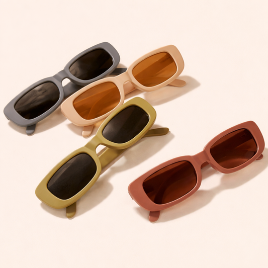 White Twilight PH Sunshine Energy Sunnies – Retro Rectangle Fashion Sunglasses for Women & Men | Trendy Thick Frame Vintage Shades | Stylish Everyday Sunglasses for Travel, Beach & Casual Outfits (Sold Individually)