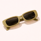 White Twilight PH Sunshine Energy Sunnies – Retro Rectangle Fashion Sunglasses for Women & Men | Trendy Thick Frame Vintage Shades | Stylish Everyday Sunglasses for Travel, Beach & Casual Outfits (Sold Individually)