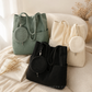 WTP Corduroy Tote Bag with Mini Pouch, Soft Shoulder Bag for Women, Casual Everyday Handbag with Side Pockets, Aesthetic Tote for School, Work, Travel, Shopping, Black Cream Sage Green