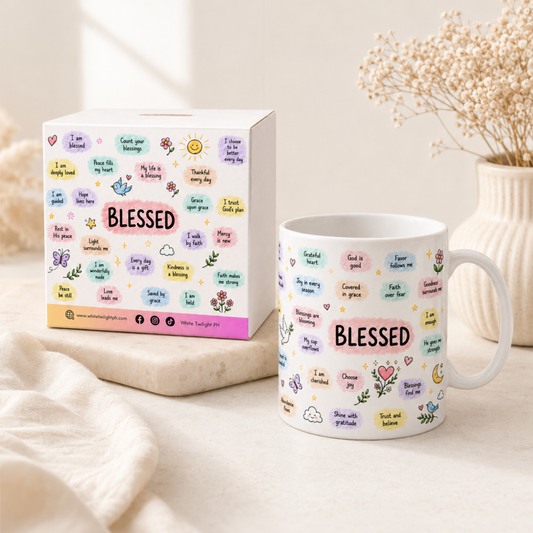 WTP Blessed Daily Affirmation Mug, 11 oz | Faith, Gratitude, Positivity & Encouragement Gift Ceramic Mug, 110z